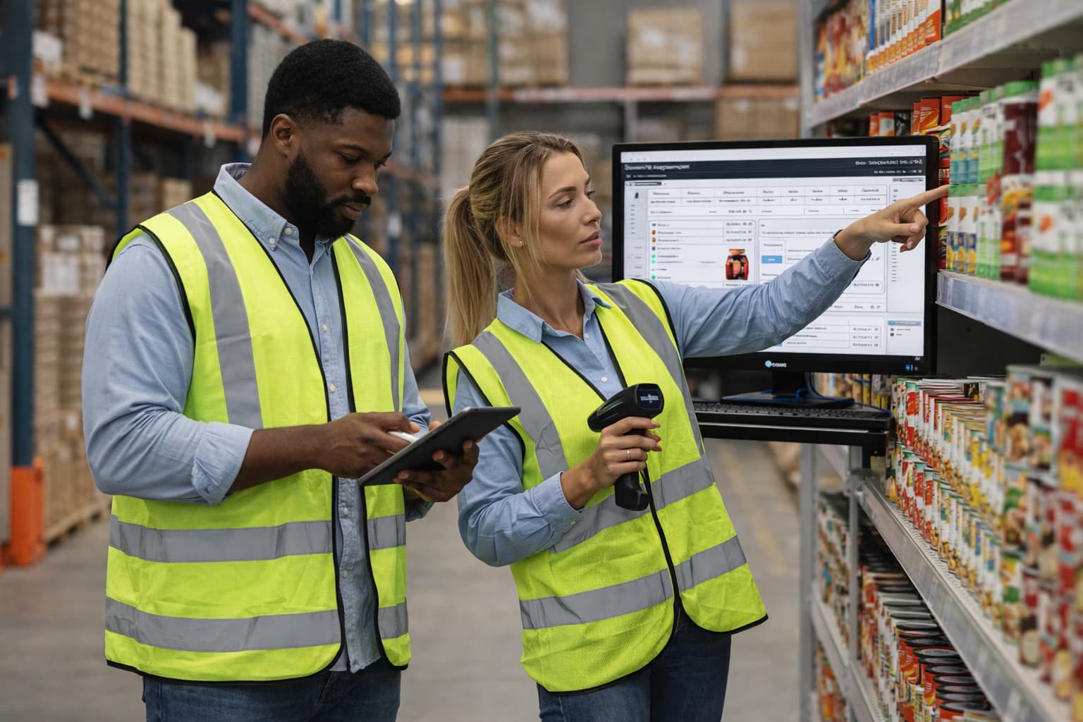 Retail chain store locations with organized product displays