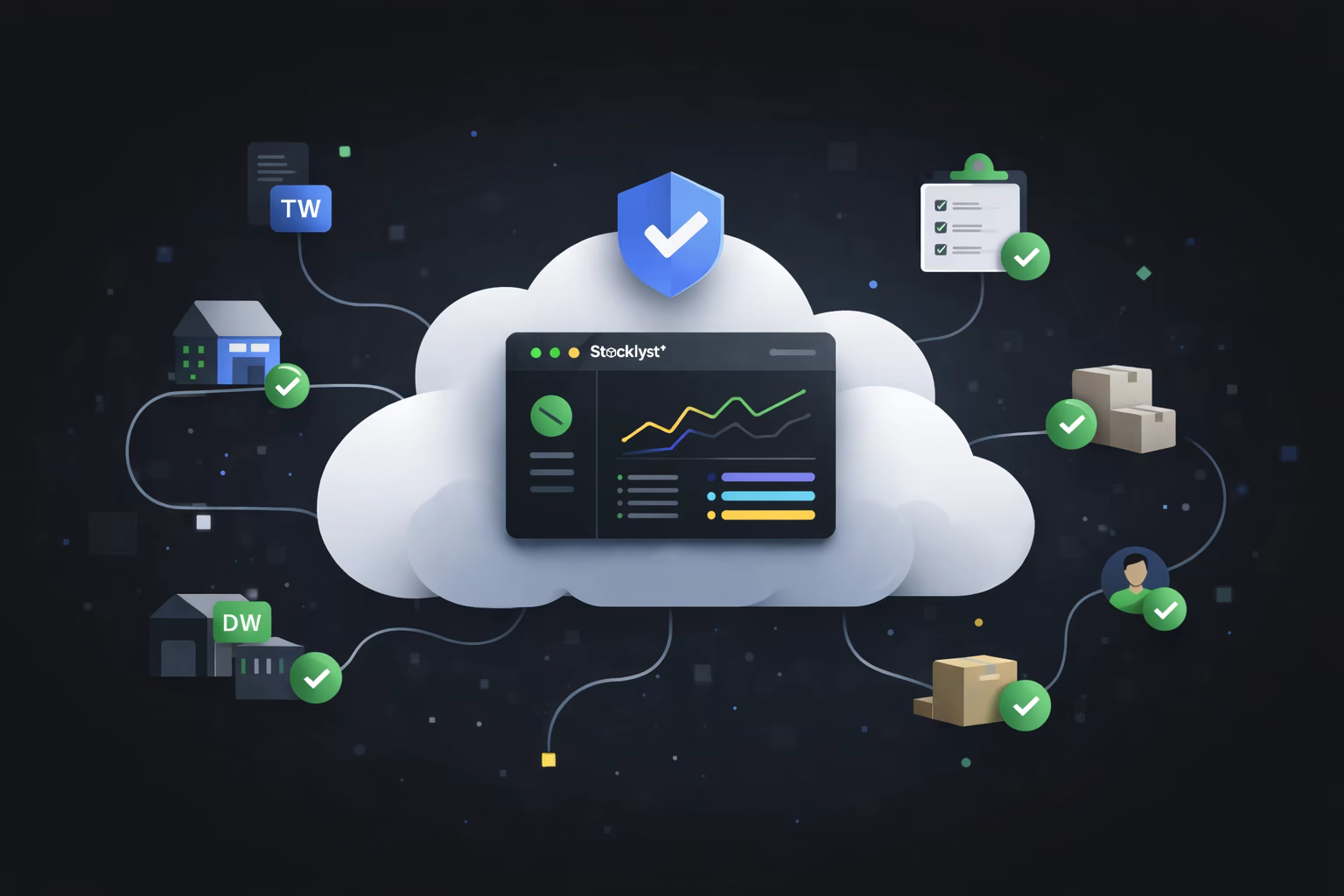 Organized warehouse with inventory management operations