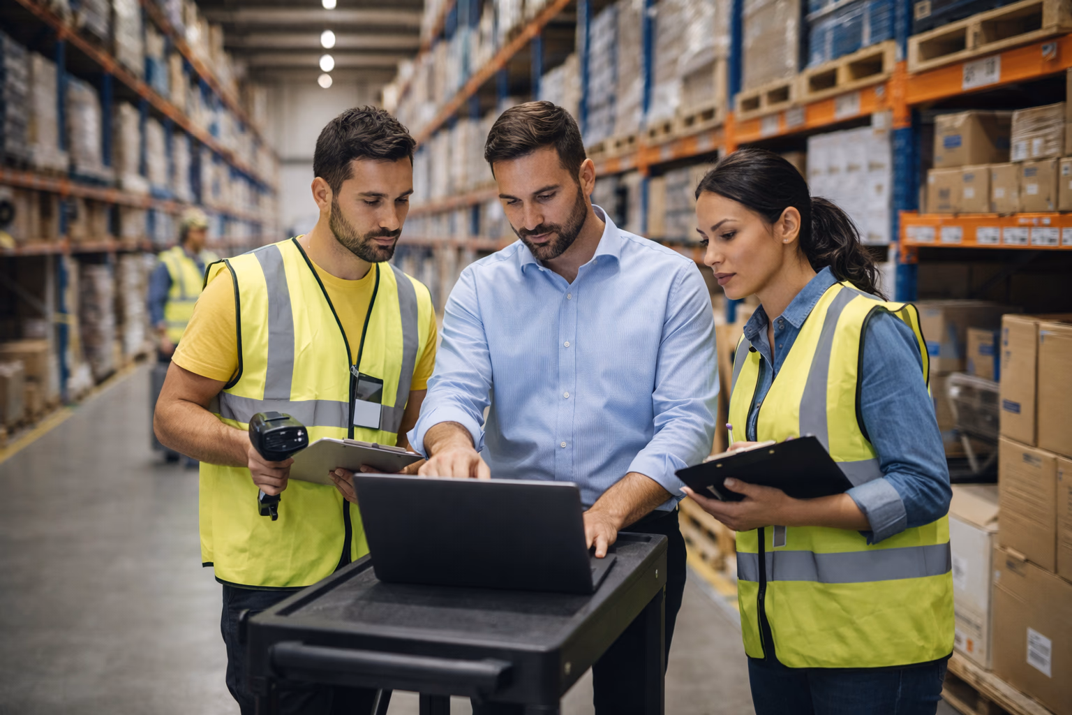Large distribution center with organized inventory zones